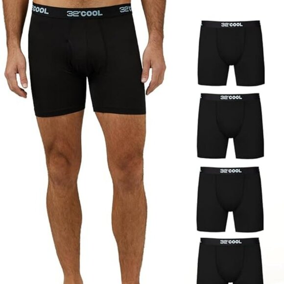 32 Degrees COOL Men's 4-Medium 4-Pack Quick Dry Performance Boxer Briefs – Blac - Picture 1 of 4